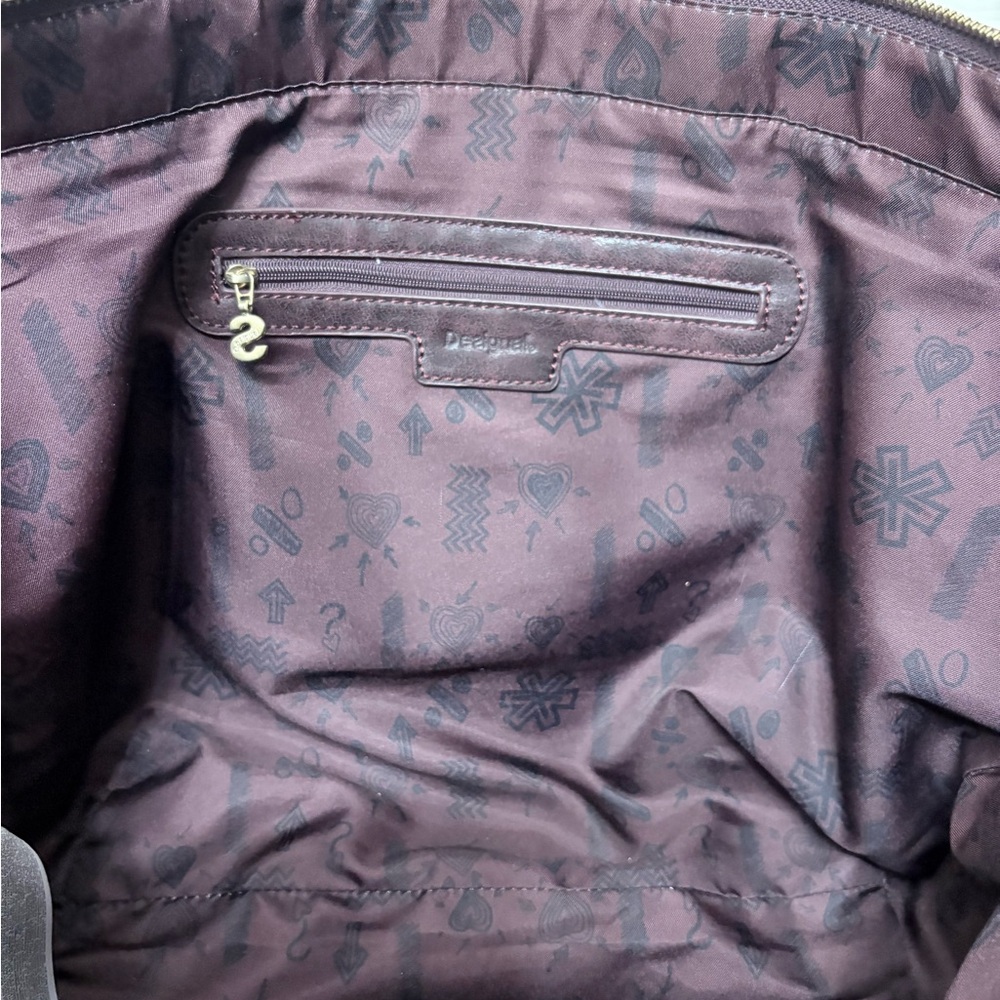Desigual Bols Bold Sicilia Zipper Large Tote Bag In Burgundy - Picture 7 of 8